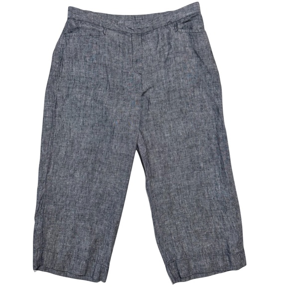 J. Jill Linen Cropped Wide Leg Pants in Charcoal Size Medium Petite - Picture 1 of 9